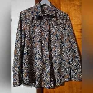 Natural Life Paisley Floral Patterned Button Down Shirt Unisex M